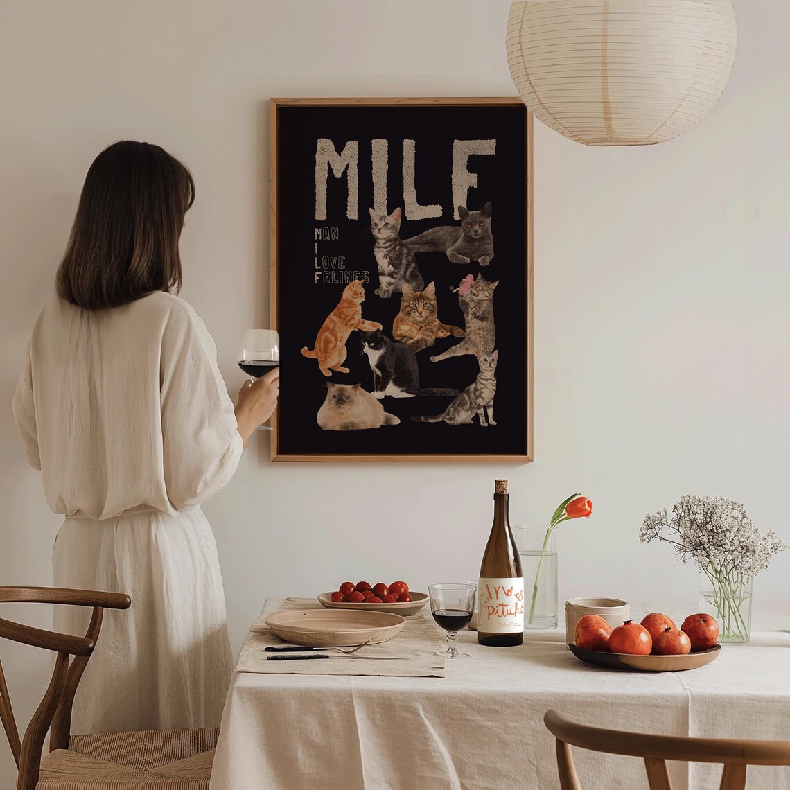 MILF Man I Love Felines Funny Cat Collage Black Typography Poster - Image 3