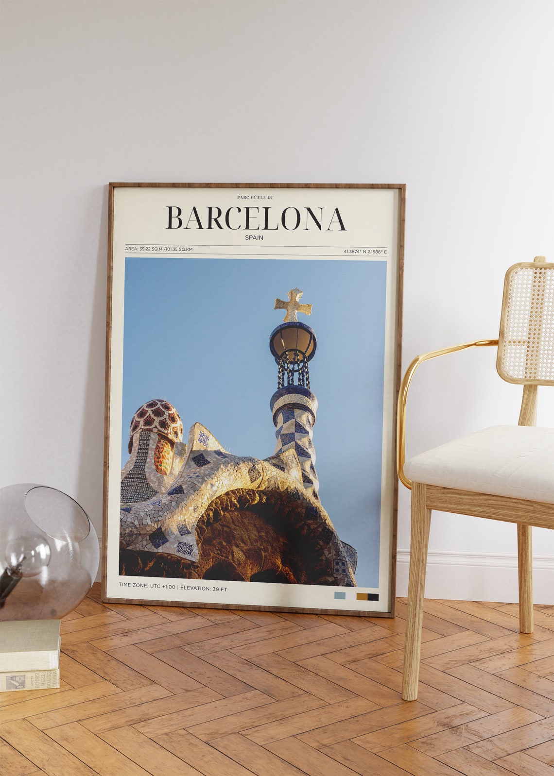 Travel Poster Barcelona Park Guell Poster Barcelona Poster Vintage Spain Poster Nature Landscape Wall Art For Living Room Modern Island - Image 2