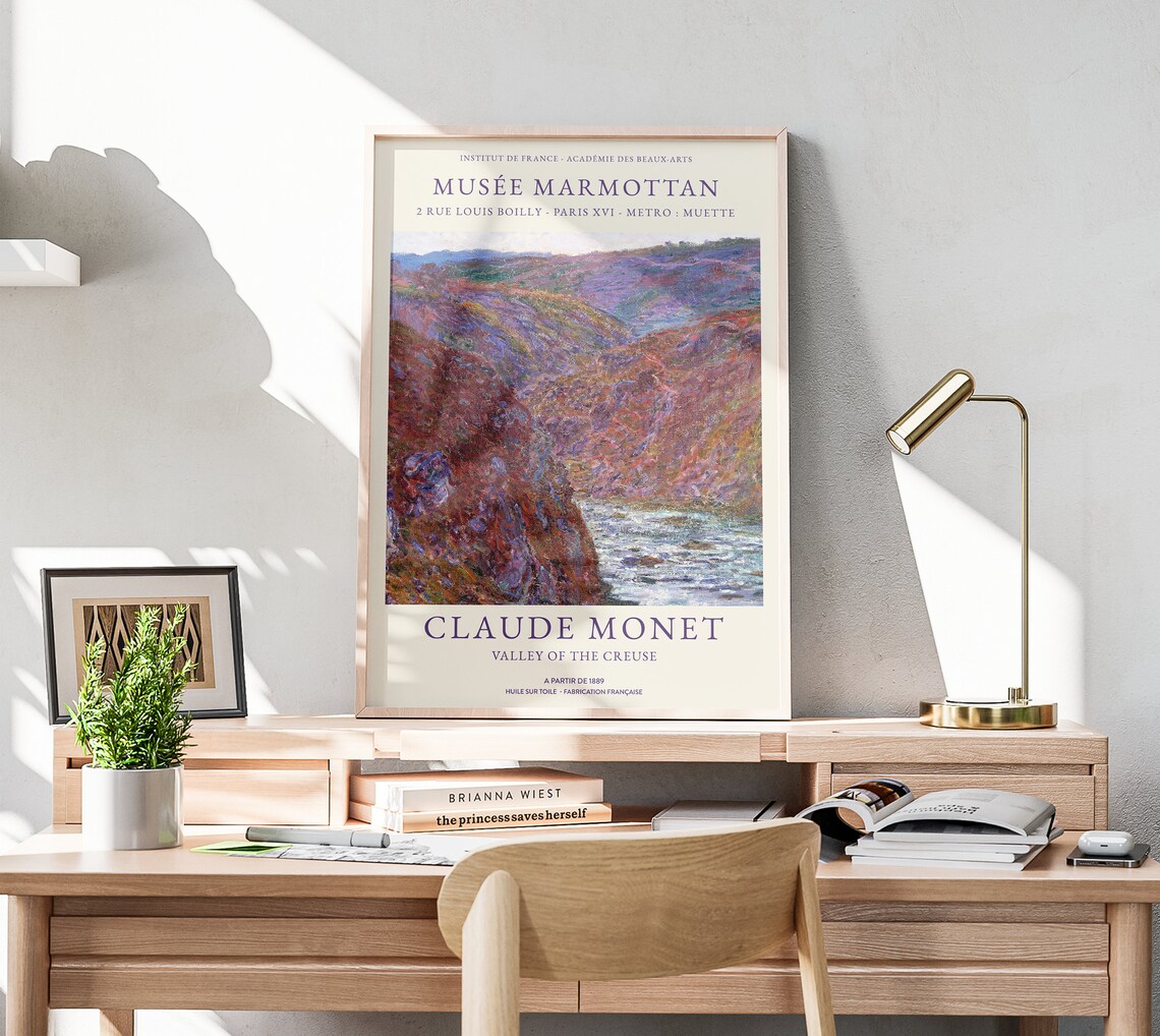 Claude Monet Valley of the Creuse 1889 Purple Gorge River Art Print - Image 3