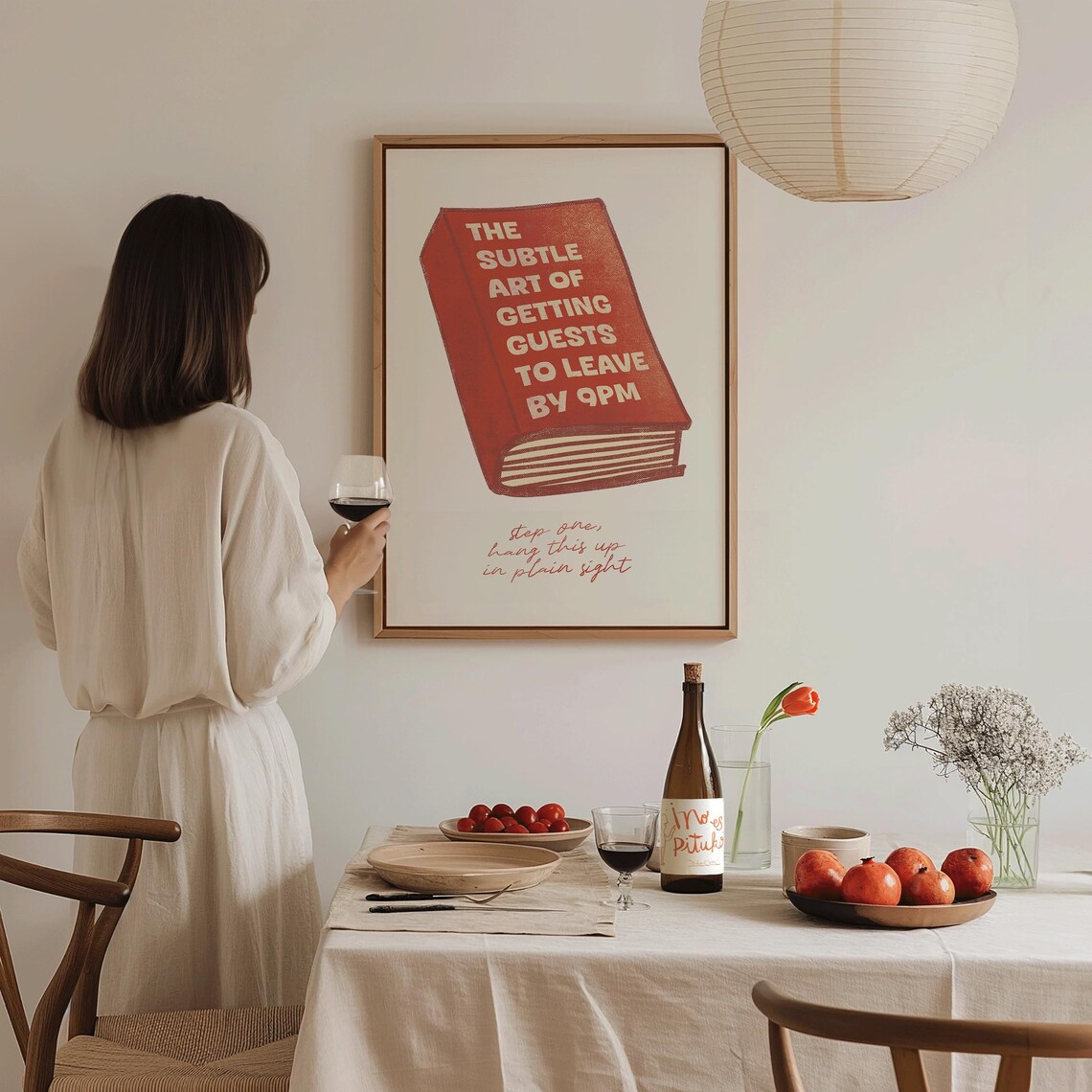 The Subtle Art Of Getting Guests To Leave By 9PM Red Funny Book Print - Image 3