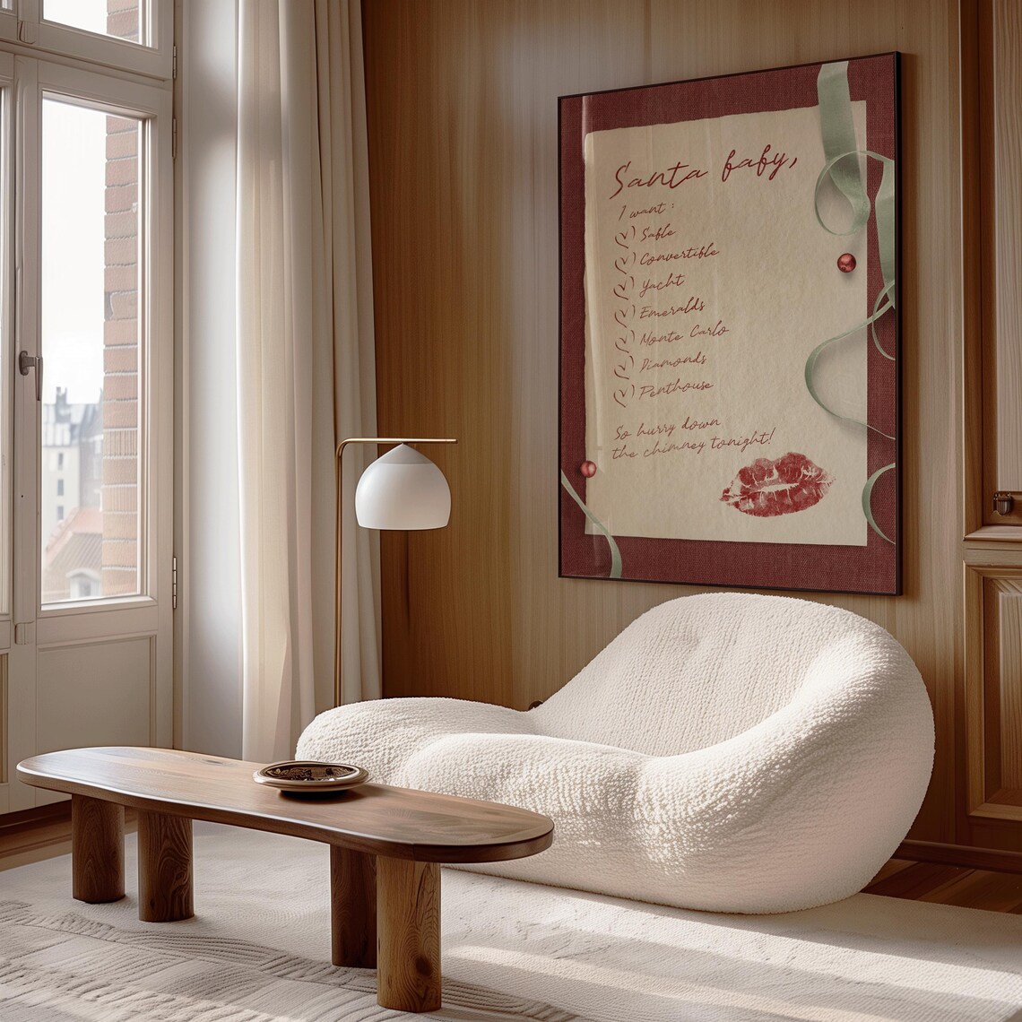 Santa Baby Wishlist Letter Christmas Lipstick Kiss Wall Art Poster - Image 3