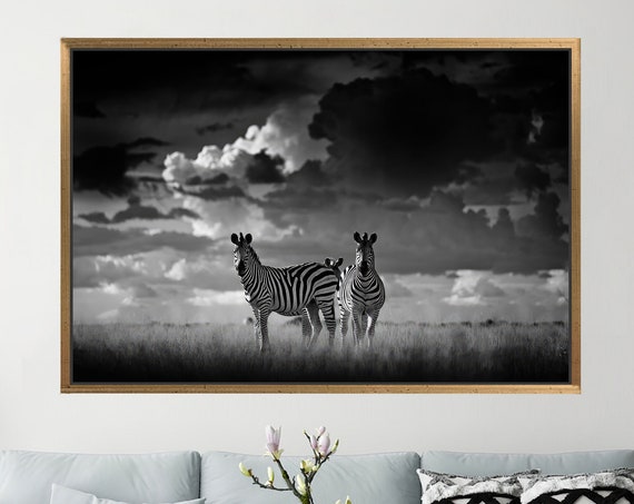 Zebra Canvas Black And White Wall Decor African Savannah Art Animal Personalized Gift For Mom Living Room