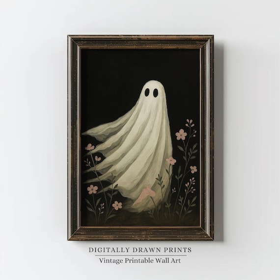 Moody Wall Art Dark Floral Halloween Decor Neutral Spooky Fall Print Gothic Painting