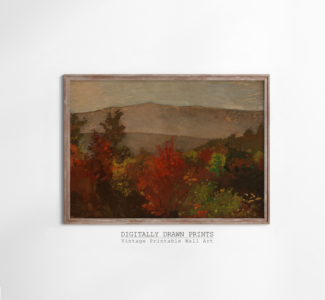 Moody Autumn Field Landscape, Rustic Farmhouse Art Print - Image 2