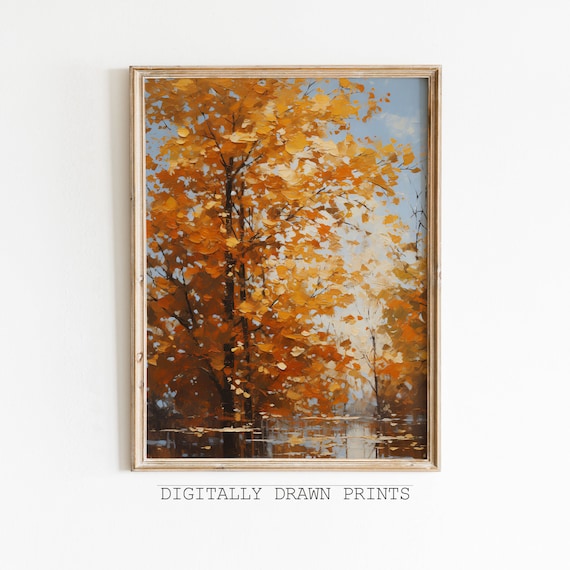 Autumn Field Landscape Vintage Farmhouse Art Print