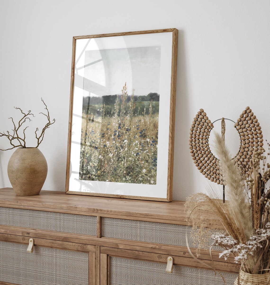 Spring Wildflower Field Landscape Painting, Vintage Farmhouse - Image 2