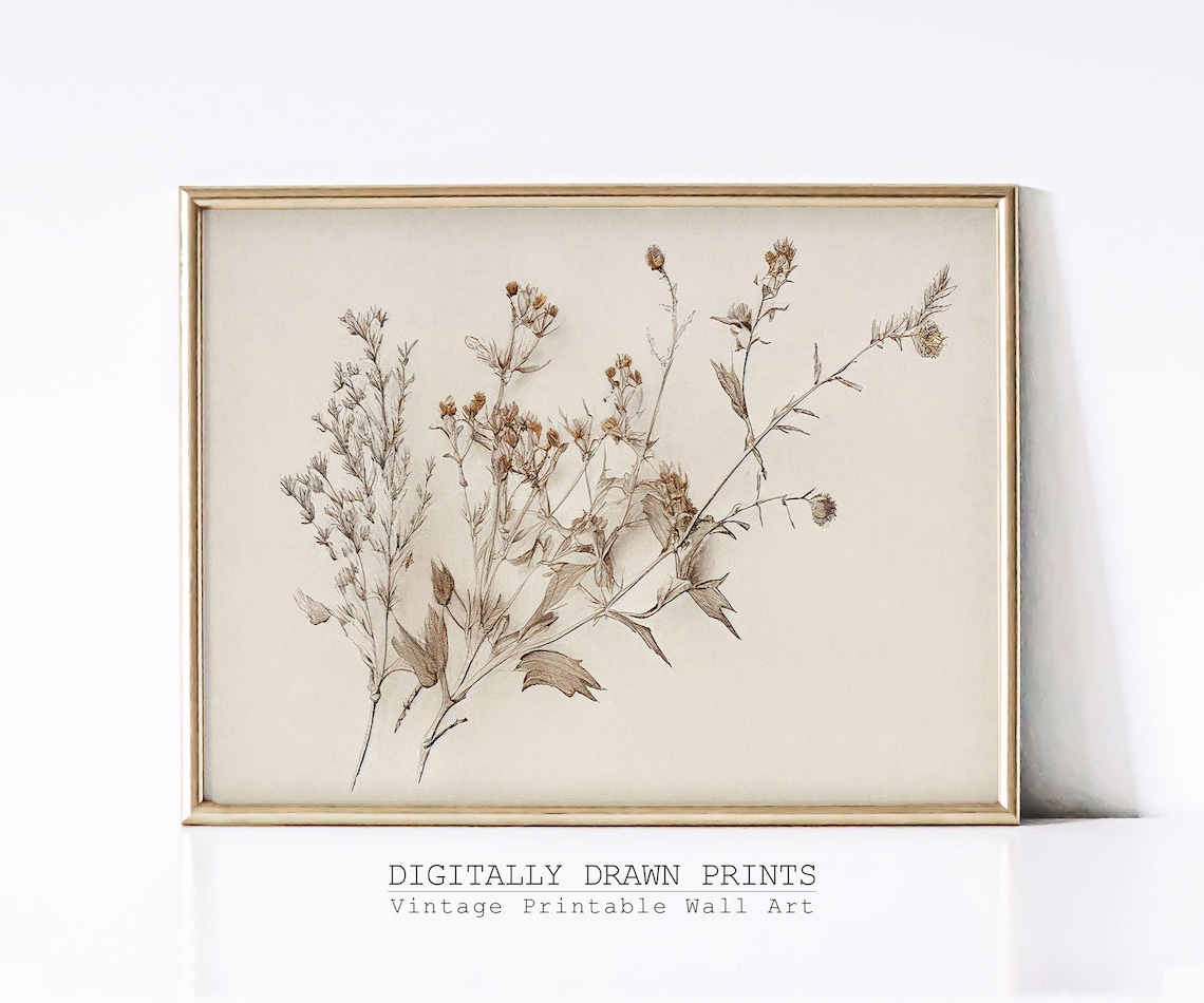 Vintage Botanical Sketch, Floral Drawing Art Print