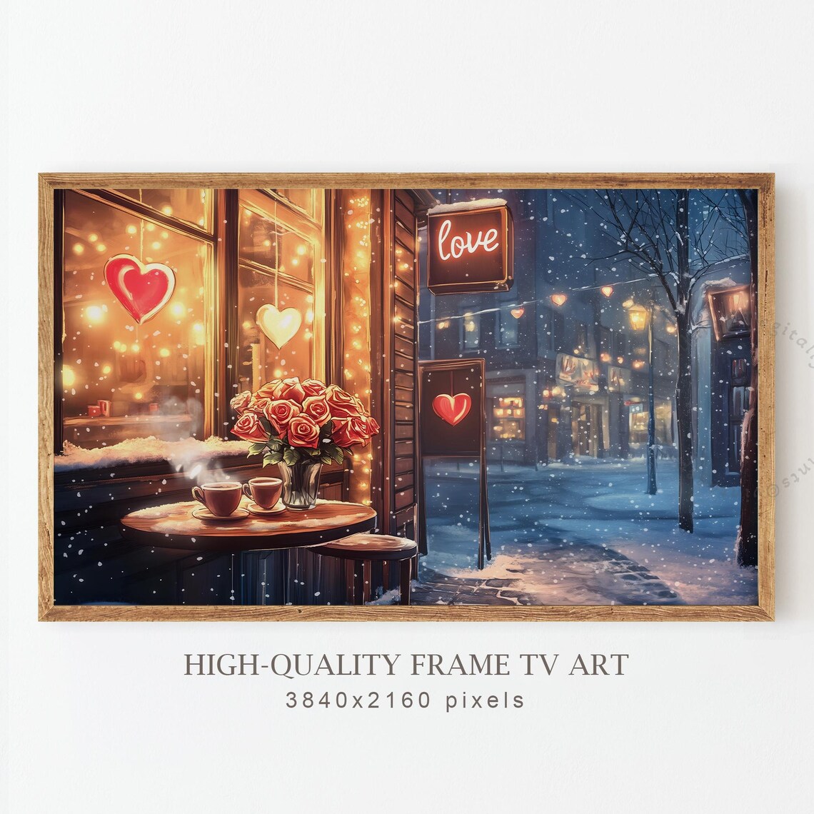 Valentine's Day Coffee Shop Love Art Print - Image 3