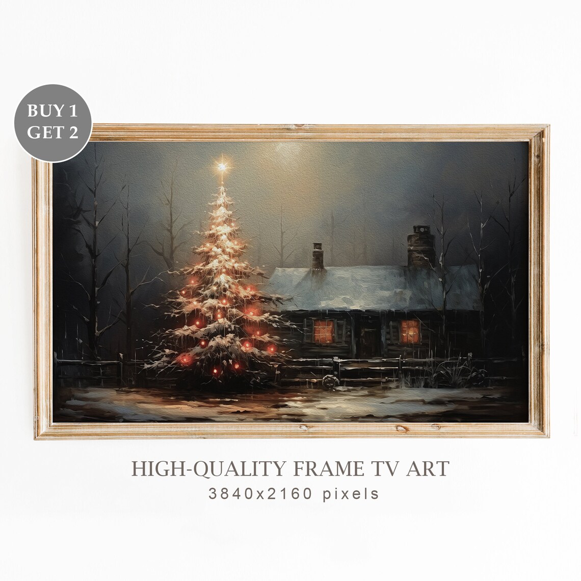 Moody Christmas Landscape Vintage Winter Poster