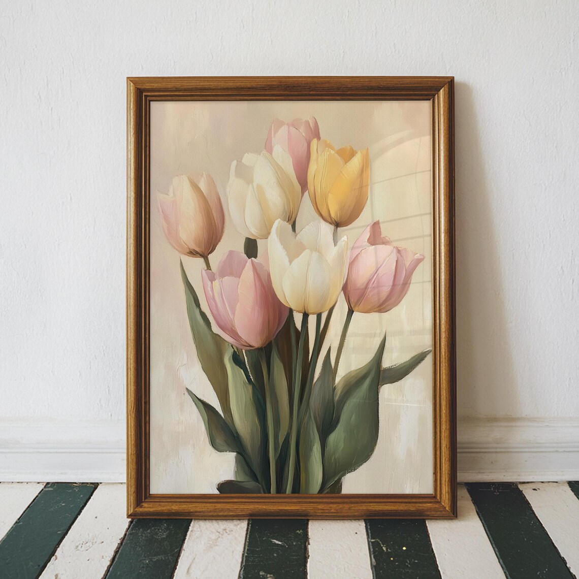 Vintage Spring Tulips Art Print, Neutral Farmhouse - Image 5