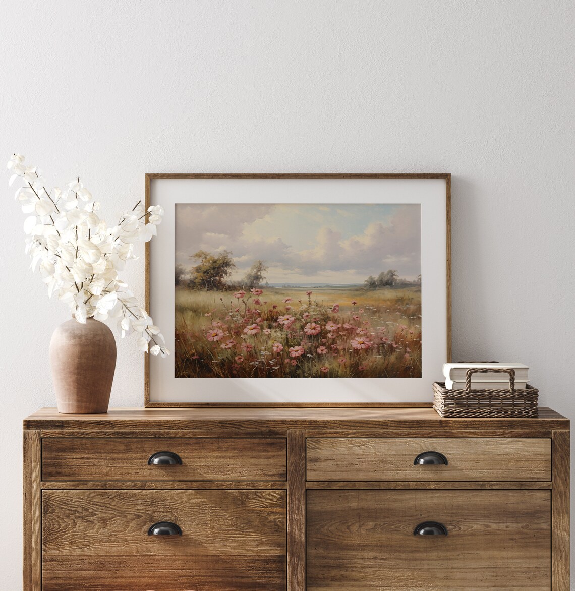 Wildflower Field Landscape, Vintage Oil Painting Print - Image 5