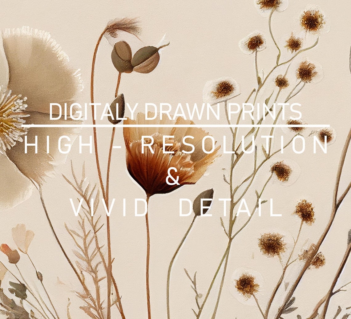 Dried Wildflower Cream Poppy Watercolor Fall Botanical Art Poster - Image 2