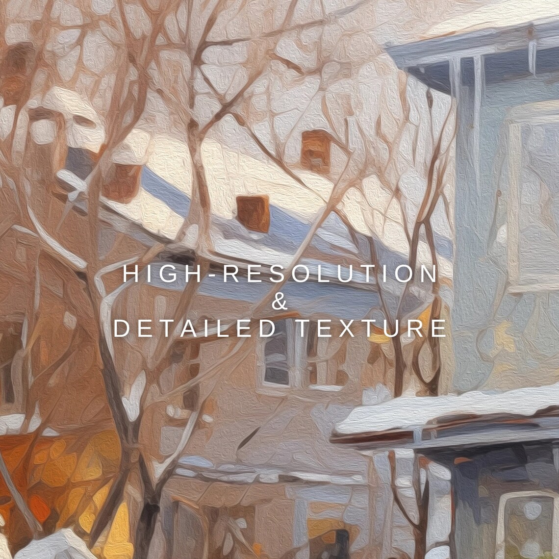 Snow Covered Country House Winter Garden Holiday Oil Painting Wall Art Print - Image 2