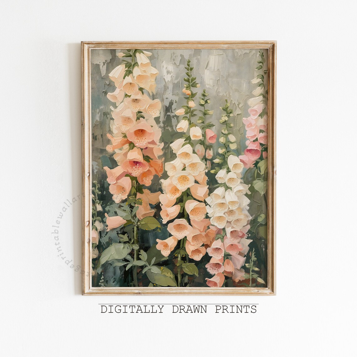 Wildflower Field Landscape, Vintage Floral Art Print