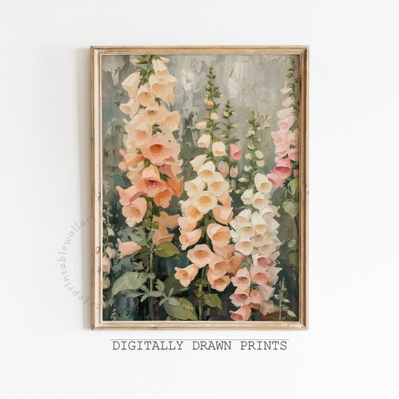 Wildflower Field Landscape, Vintage Floral Art Print