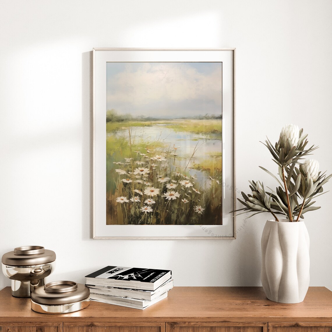 Wildflower Field Vintage Oil Painting Art Print - Image 4