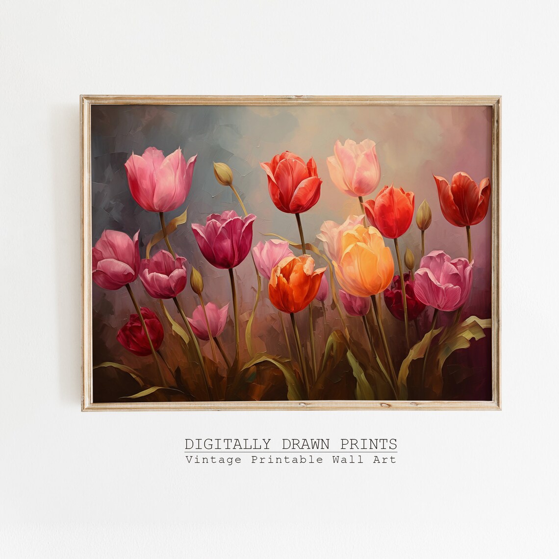 Moody Spring Wildflowers Field, Dark Academia Art Print