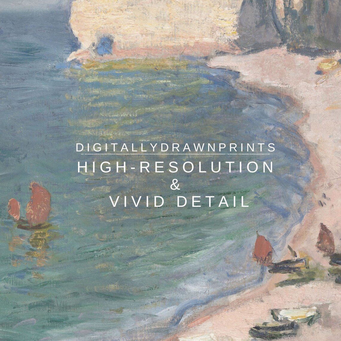 Seaside Beach Vintage Oil Painting, Coastal Art Print - Image 2