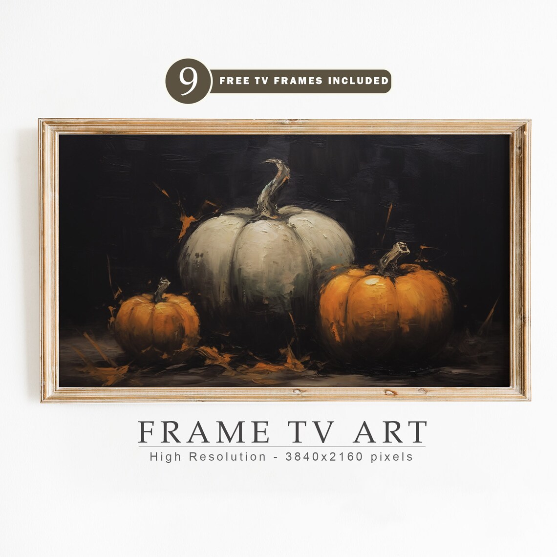 Halloween Pumpkin TV Frame Art, Dark Academia Autumn