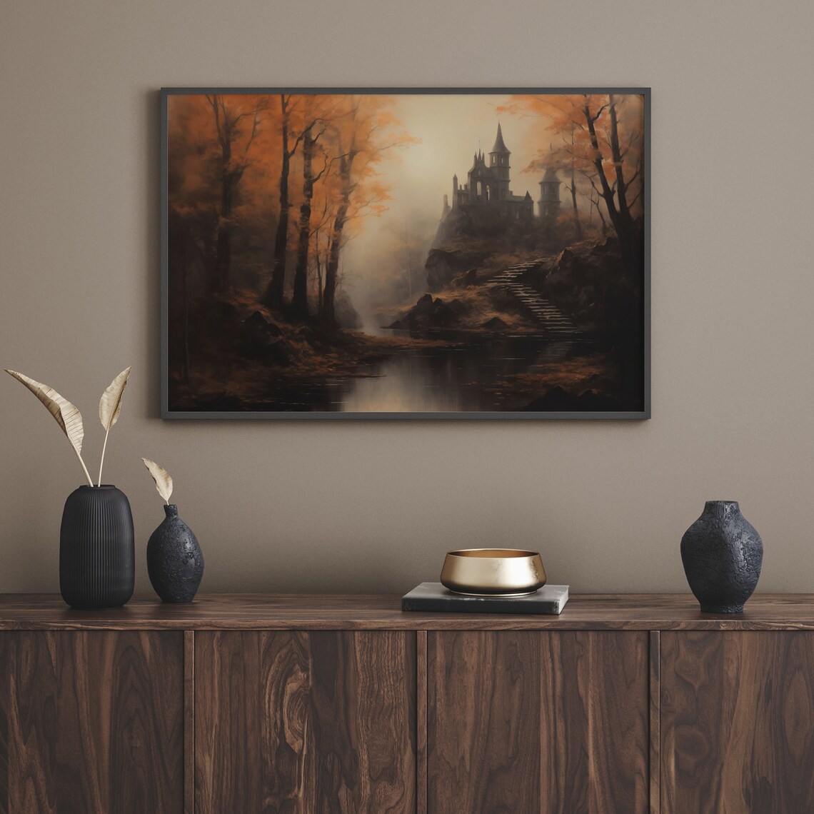 Halloween Haunted Castle Vintage Art Print - Image 3