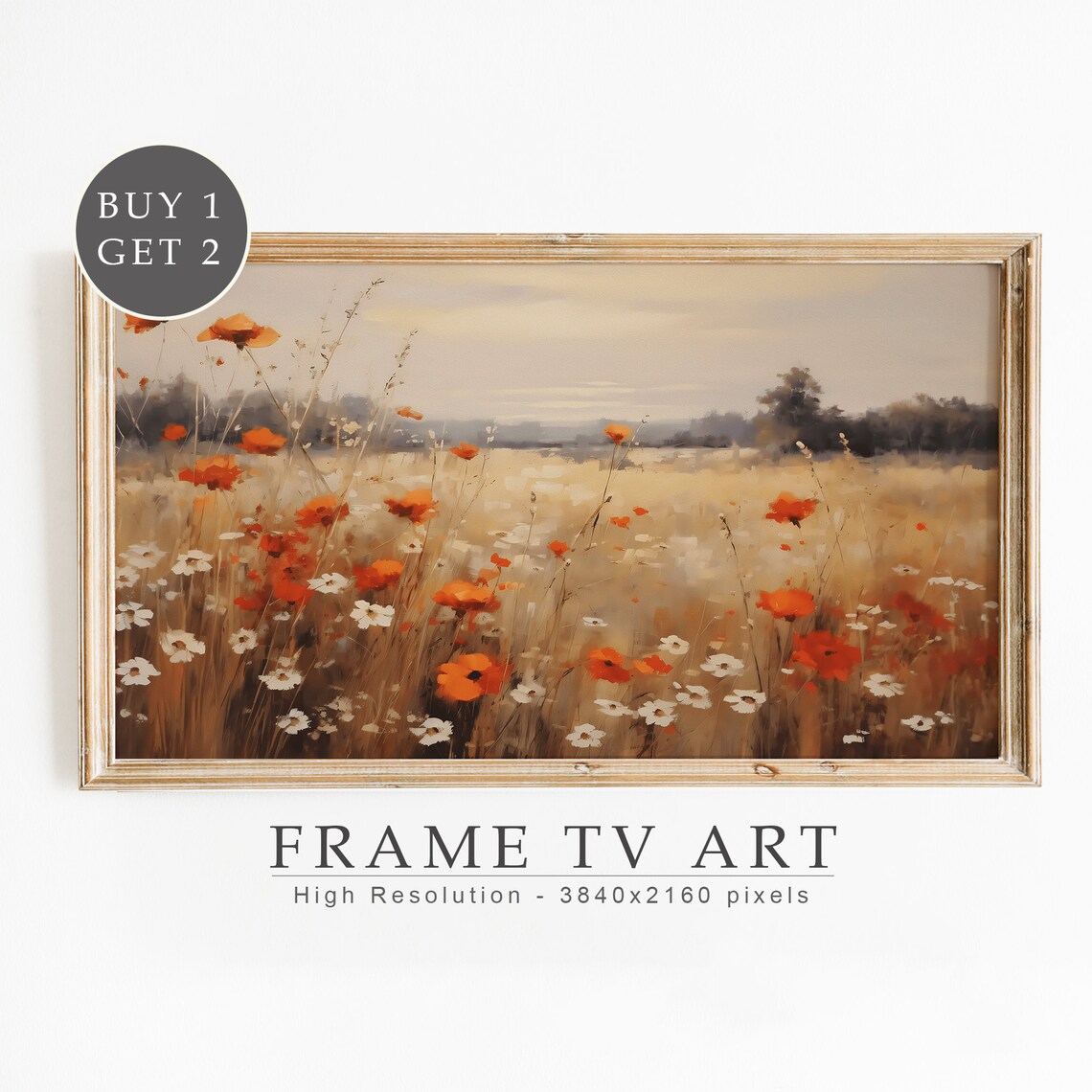 Spring Wild Flowers Field Oil Painting Art Print