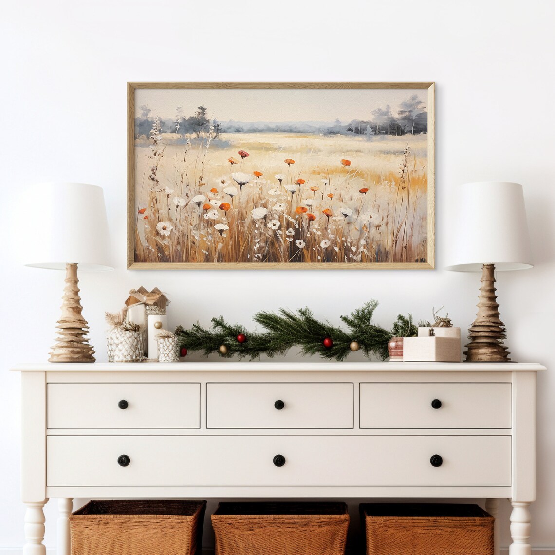 Golden Autumn Wildflower Field With Orange Blooms Sunset Meadow Poster - Image 2