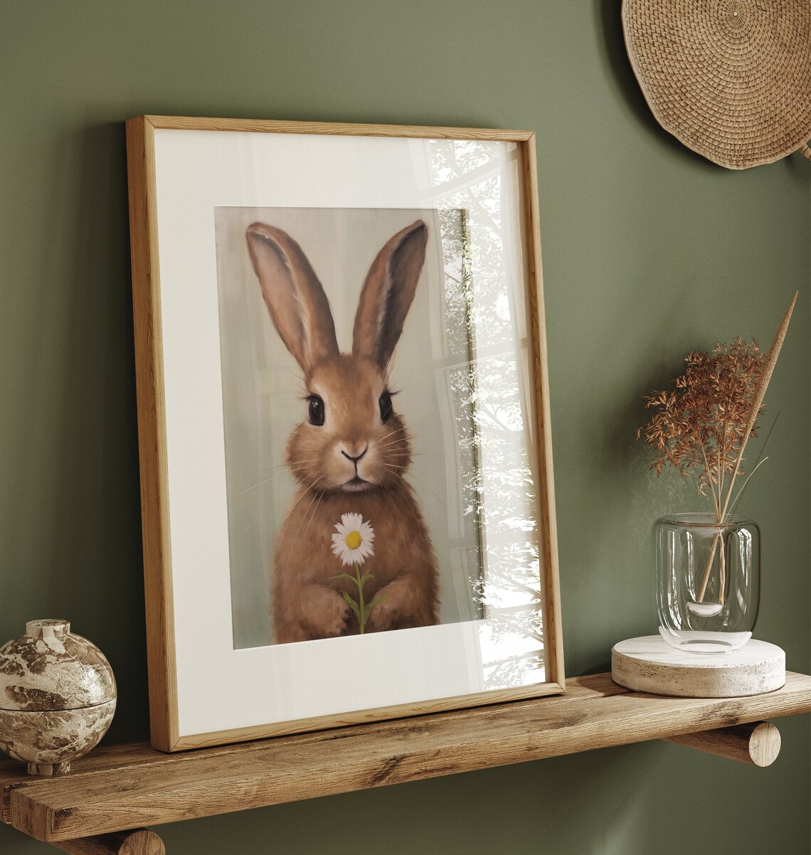 Vintage Easter Bunny Holding A Flower Art Print - Image 4