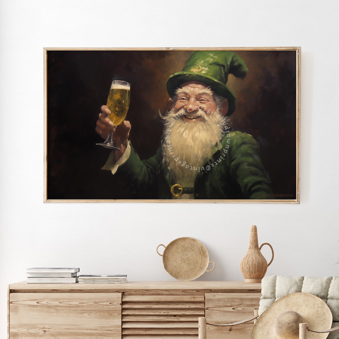 Jolly Leprechaun Raising Beer Glass Green Hat St Patricks TV Poster - Image 2
