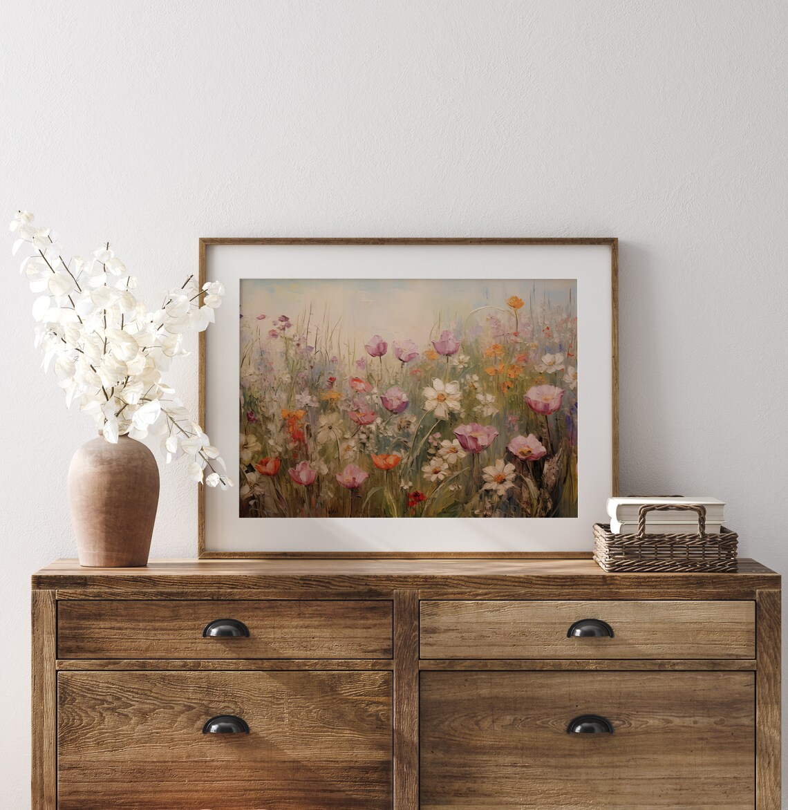 Wildflower Field Landscape, Vintage Oil Painting Art Print - Image 3