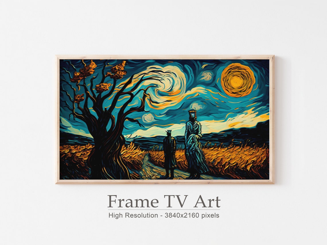 Halloween Frame Tv Art Abstract Tv Art Van Gogh Inspired Art Modern Halloween - Image 3
