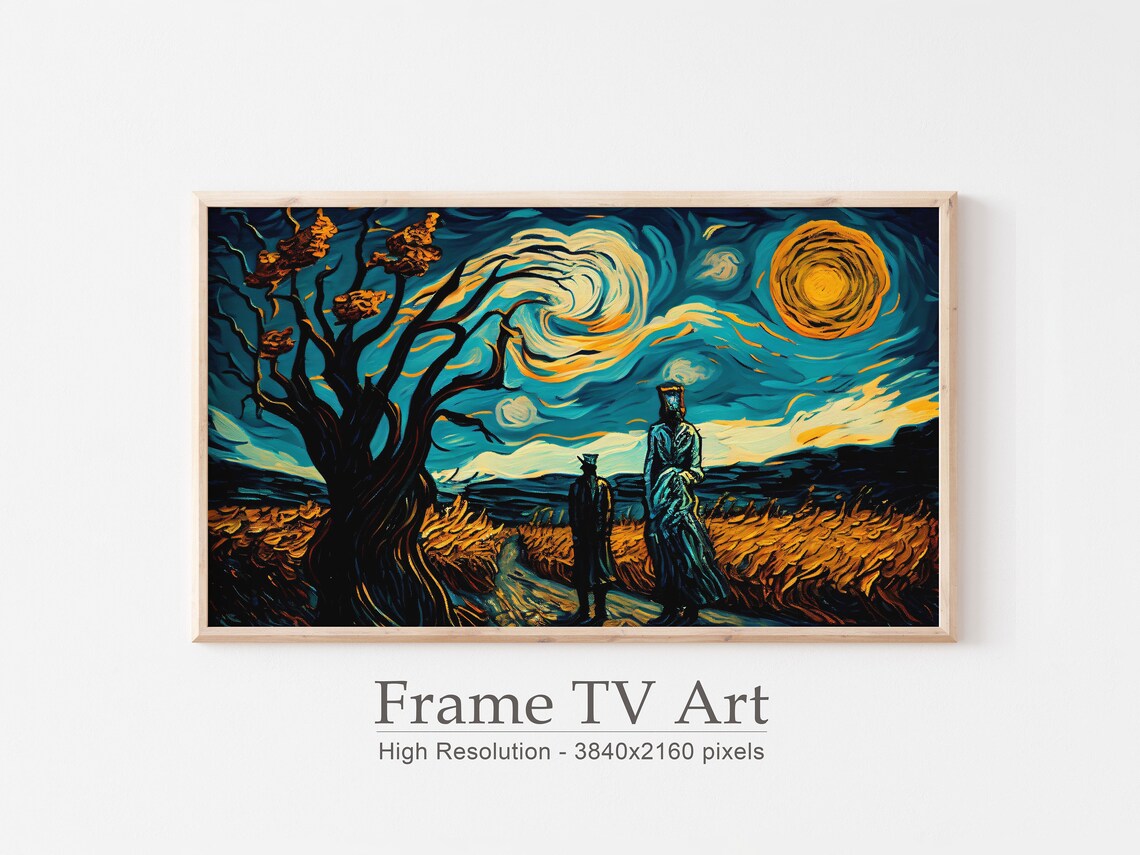 Van Gogh Inspired Starry Night Halloween Figures Swirling Sky Spooky Poster - Image 3