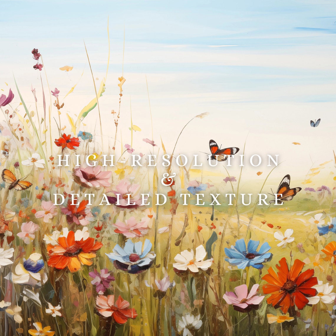 Colorful Spring Wildflower Butterfly Garden Meadow Art Print - Image 2