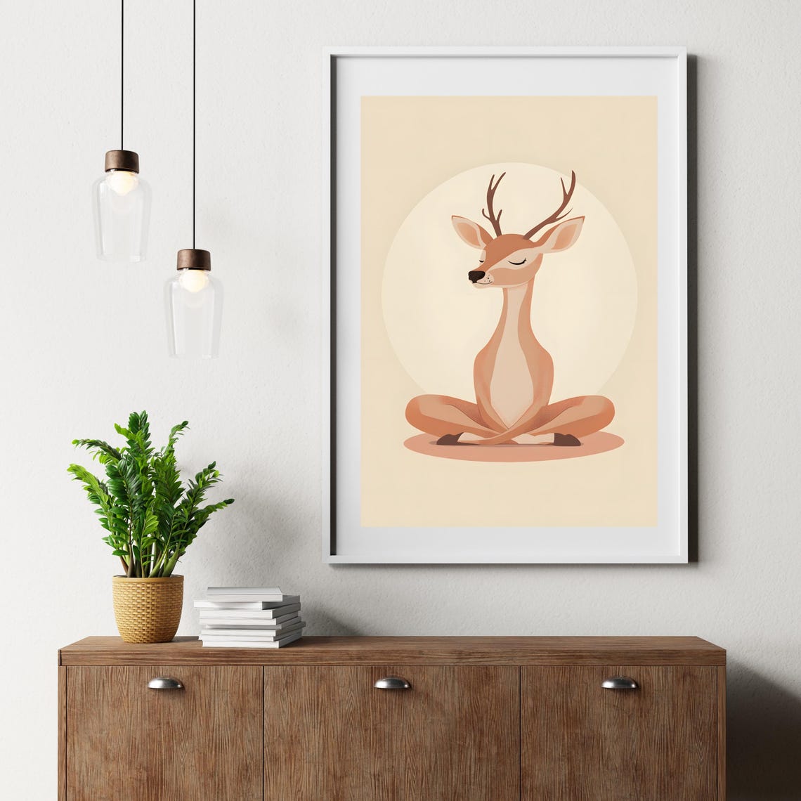 Meditating Deer Lotus Pose Minimalist Zen Yoga Studio Art Poster - Image 6