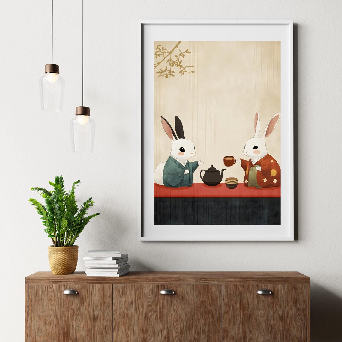 Two Rabbits In Kimono Sharing Tea Japanese Style Cute Animal Poster - Image 6