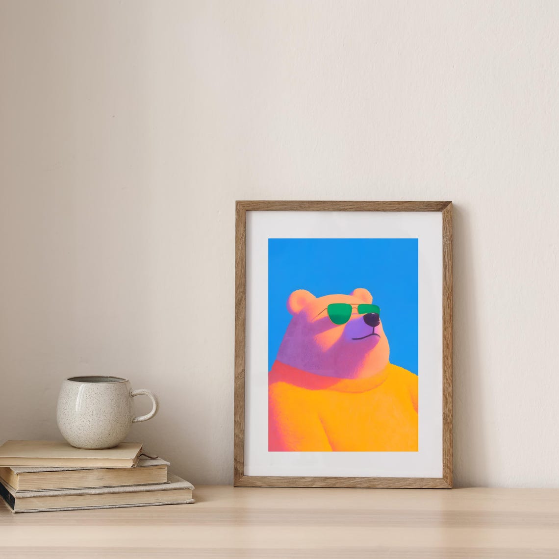 Cool Bear With Green Sunglasses Sunset Colors Fun Animal Poster - Image 3