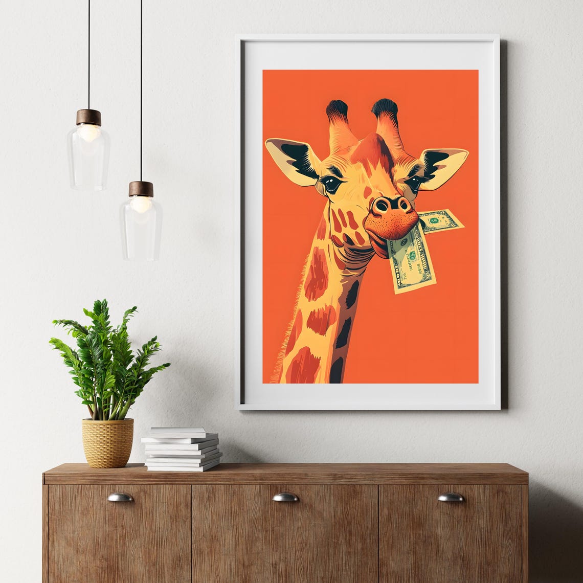 Money Giraffe Wall Art Whimsical Giraffe Poster Funny Animal Illustration Bold Giraffe Artwork Unique Wall Decor For Animal - Image 6