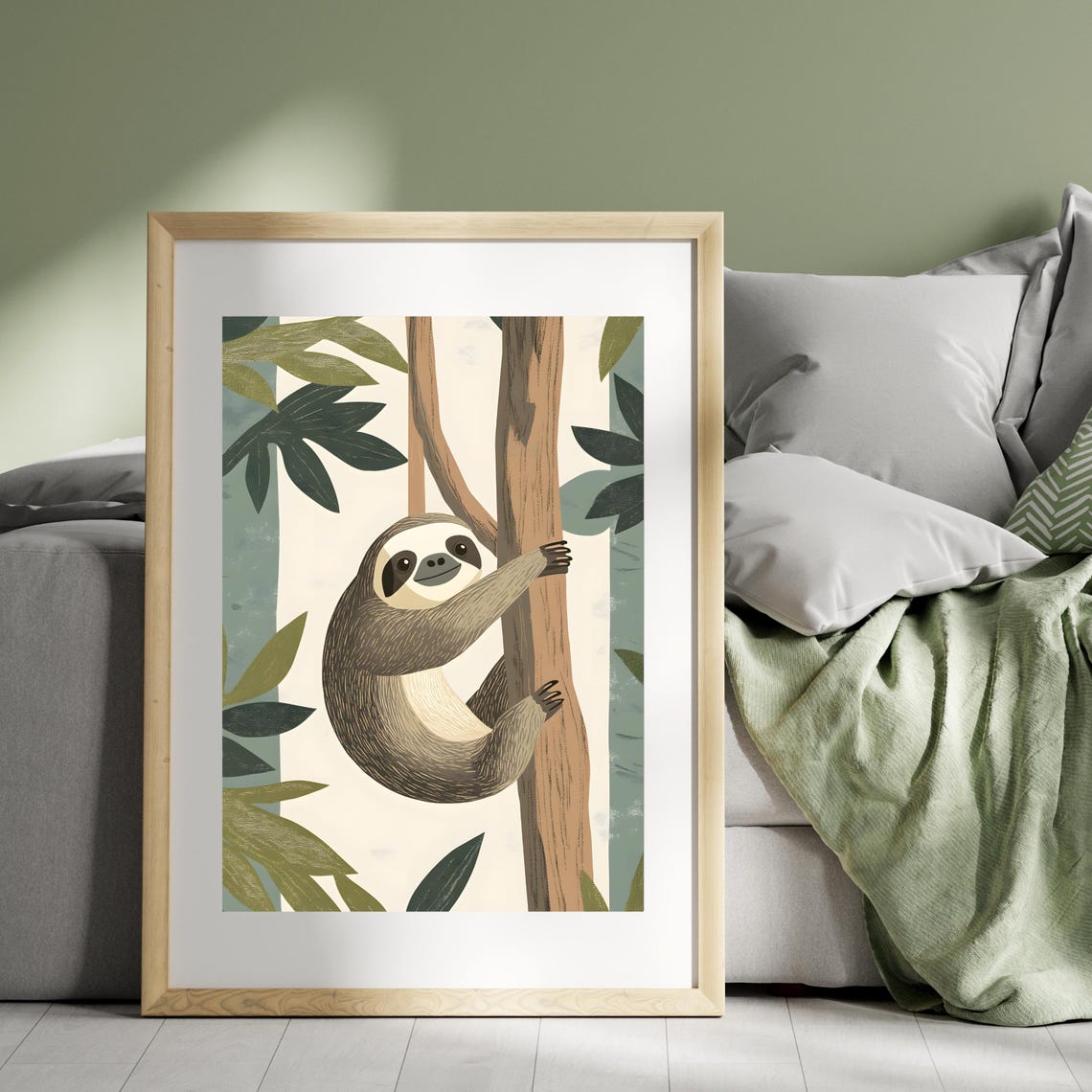 Cute Sloth Climbing a Tree Branch in a Tropical Jungle Poster - Image 8