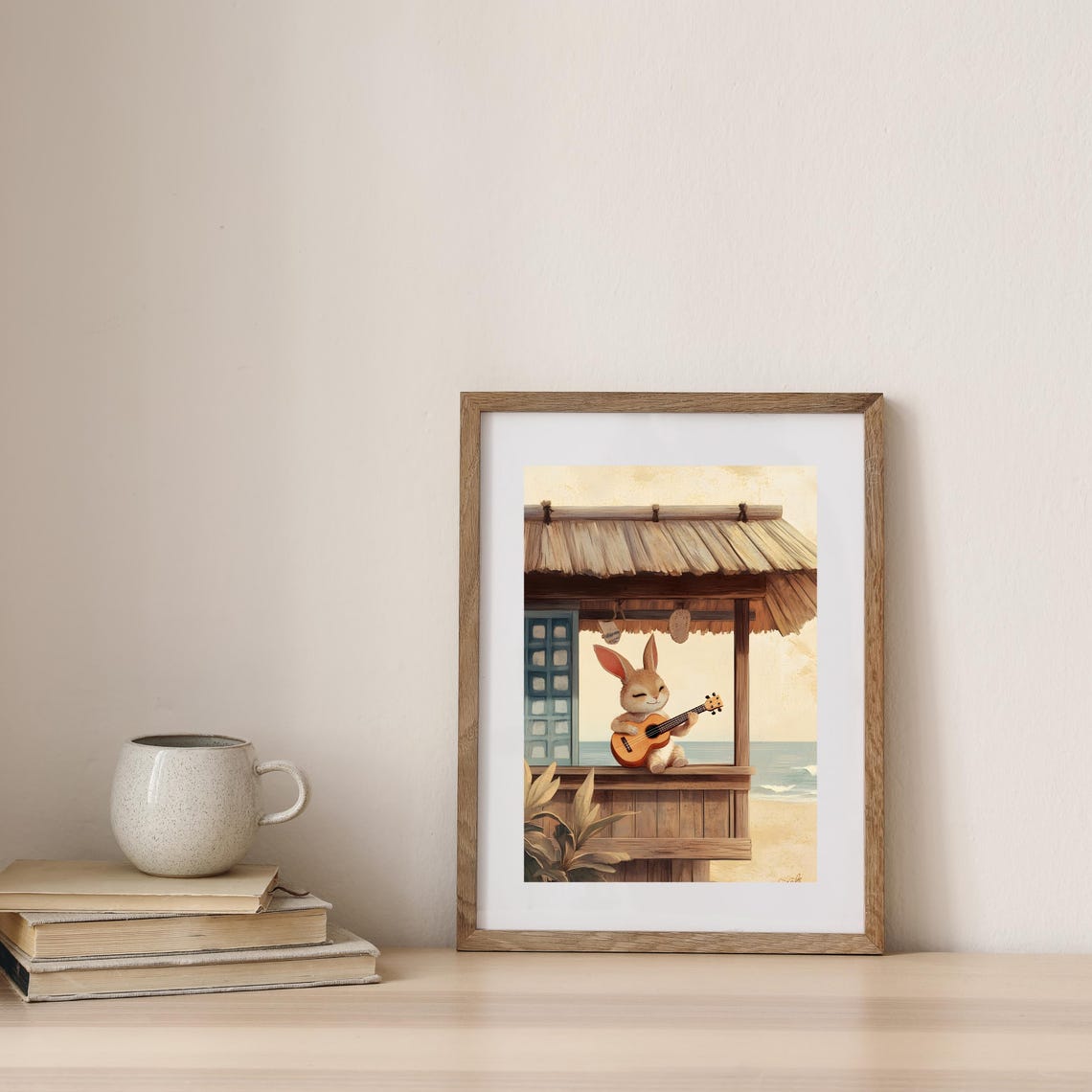 Bunny Playing Ukulele In A Beach Hut Tropical Seaside Music Poster - Image 7