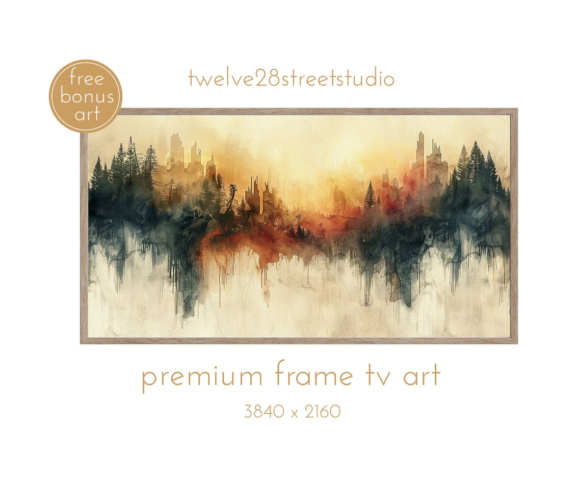 Abstract Watercolor Landscape, Dark Academia Art Print