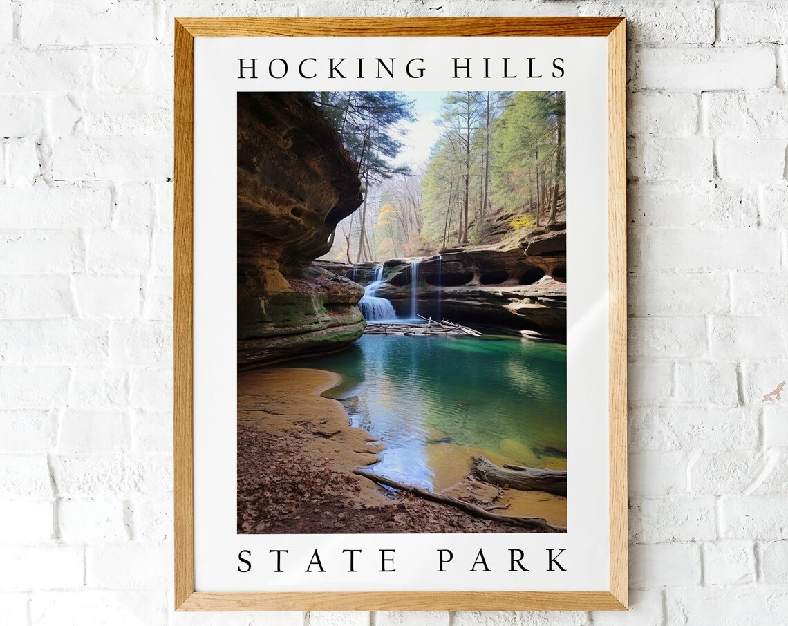 Hocking Hills State Park Travel Poster, Woodland View