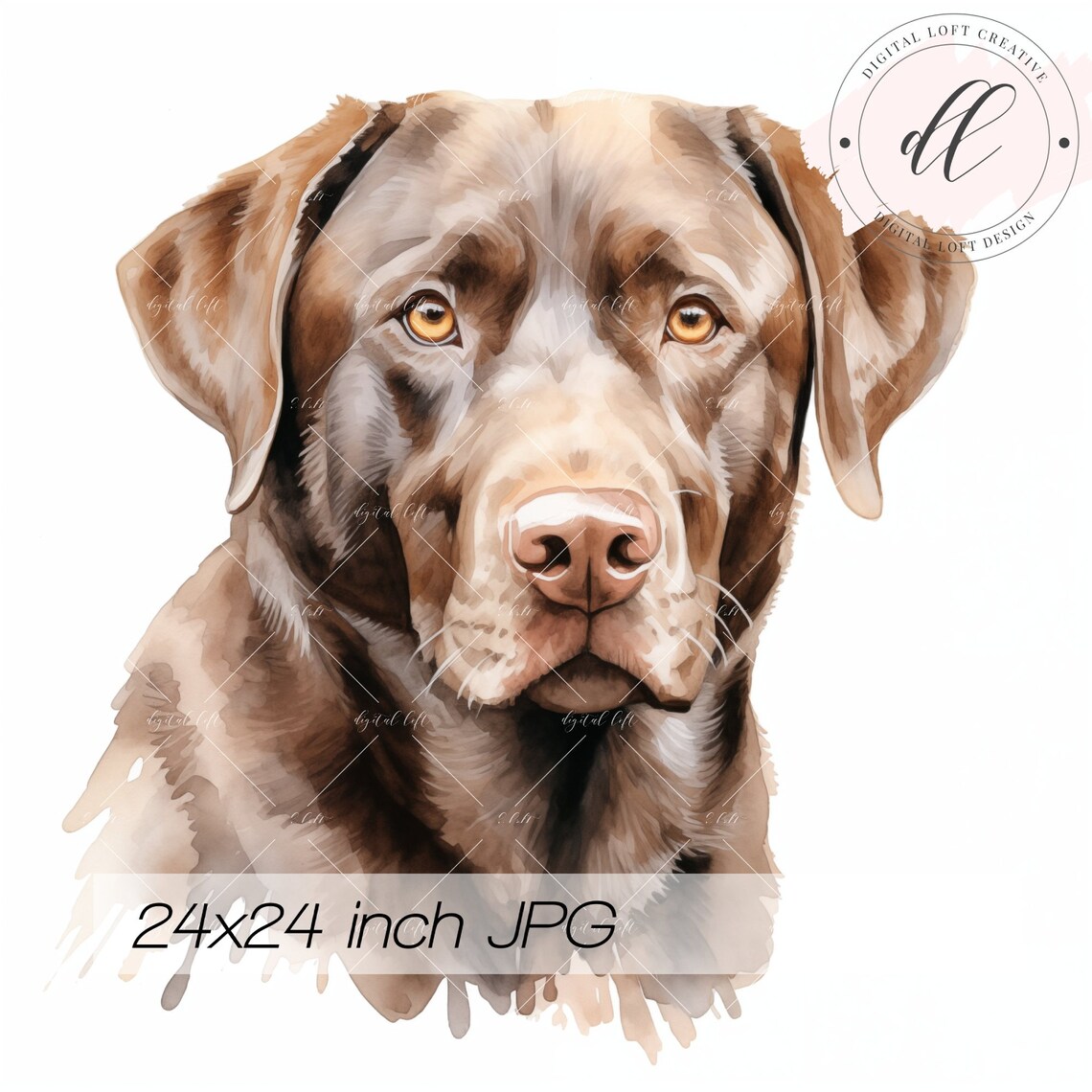 Watercolor Chocolate Labrador Retriever Dog Portrait Pet Art Poster