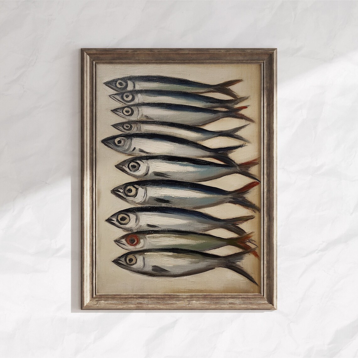 Sardines Painting Still Life Fish Painting Sardines Print Fish Restaurant Wall Decor Rustic Animal Kitchen Wall Art - Image 2