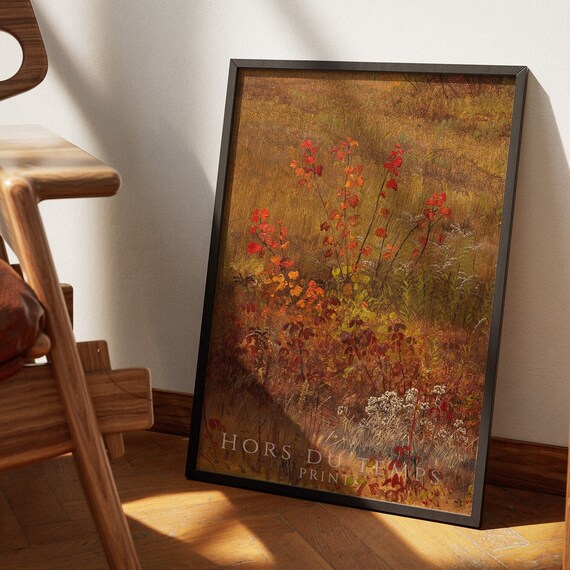 Autumn Meadow Wildflowers Vibrant Farmhouse Rustic Wall Poster