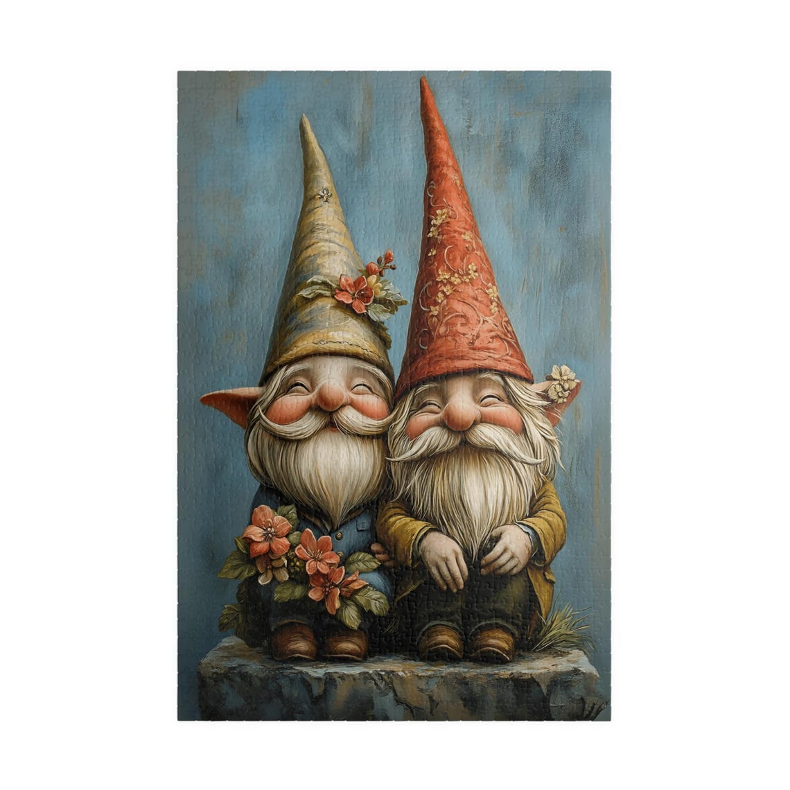 Happy Gnome Couple With Tall Pointed Hats and White Beards Art Poster - Image 3