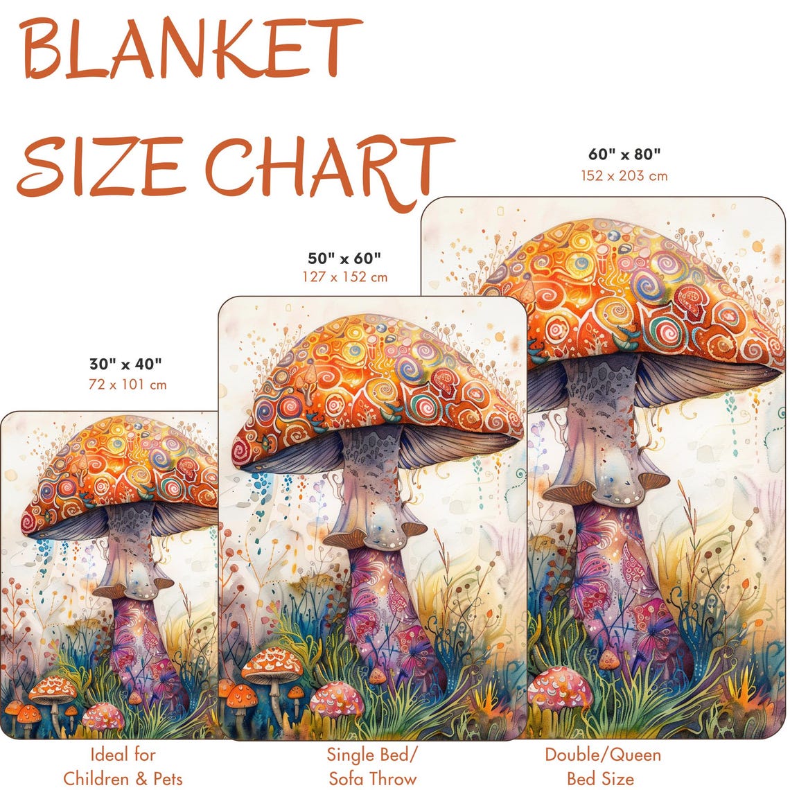 Psychedelic Watercolor Mushroom in a Wildflower Garden Poster - Image 5