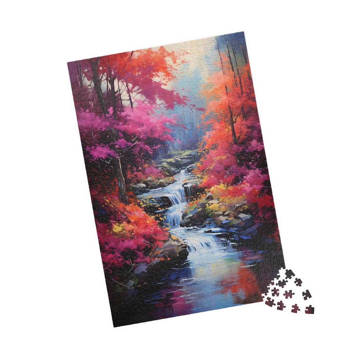 Autumn Forest Stream Waterfall Pink Orange Fall Foliage Poster - Image 4