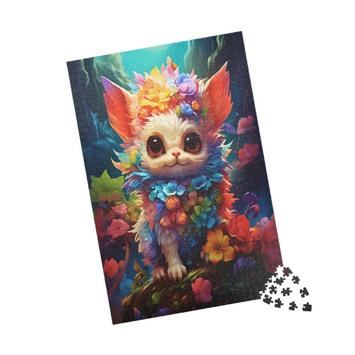 Cute Rainbow Fantasy Creature With Flowers Whimsical Animal Art Poster - Image 4