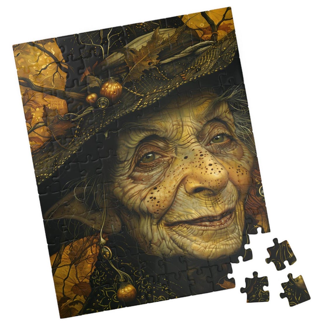 Moody Autumn Witch Portrait In Golden Darkness Art Art Poster