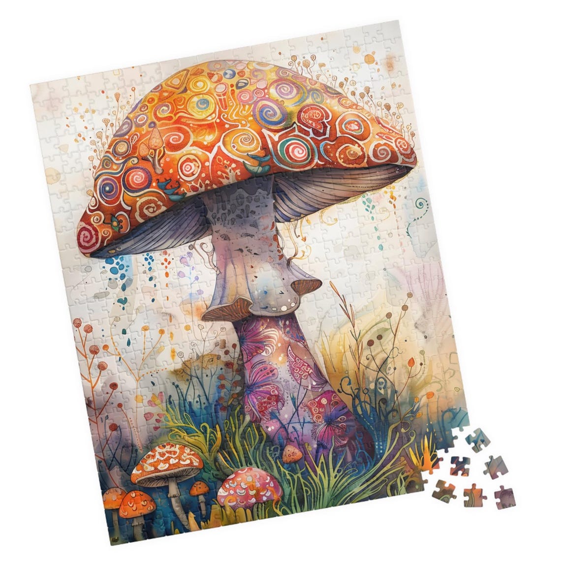 Magical Mushroom Watercolor Orange Cap Toadstool Woodland Poster