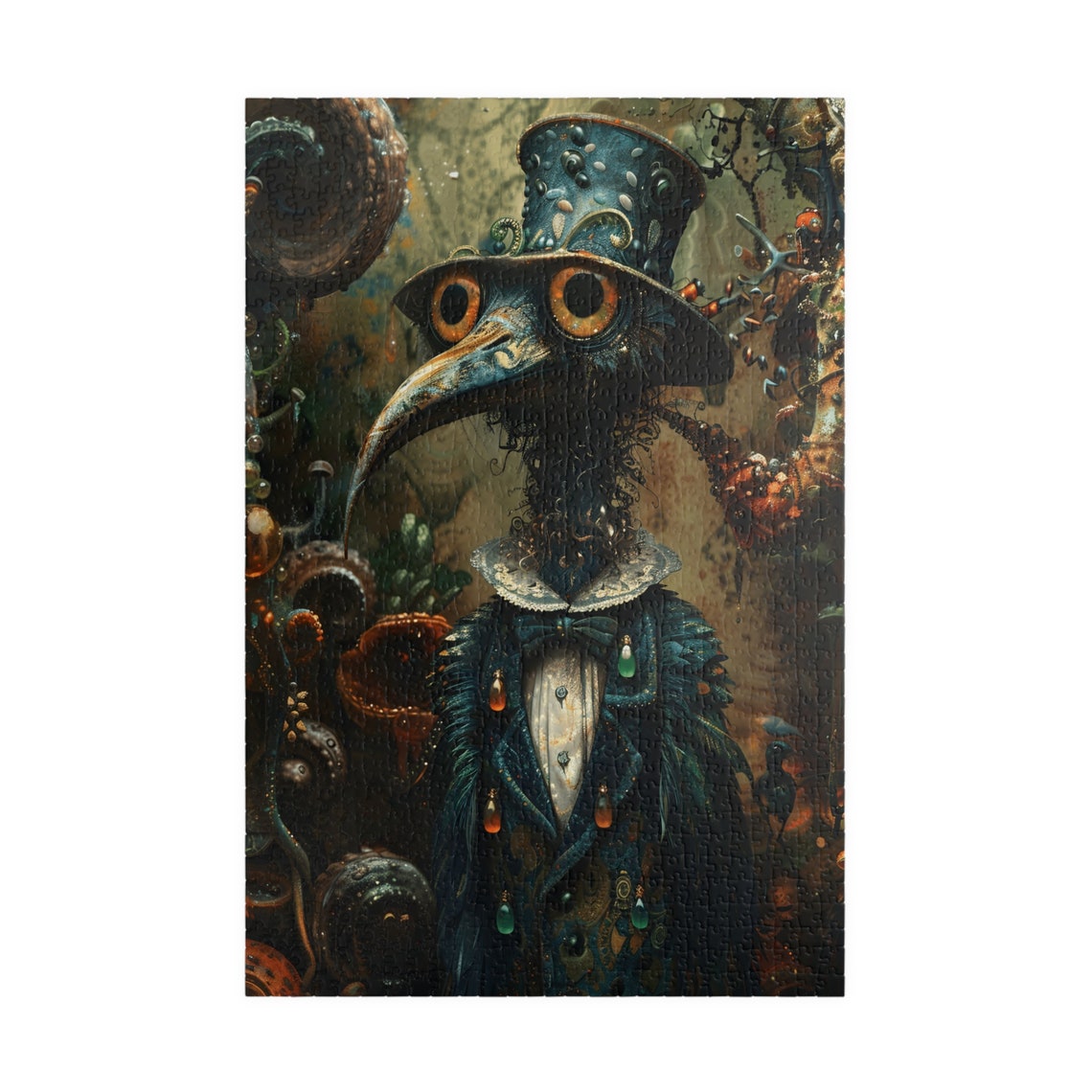 Gothic Plague Doctor Crow in a Steampunk Top Hat Dark Art Poster - Image 3